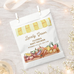 Locally Grown Watercolor Veggie Fruits Baby Shower Favor Bag