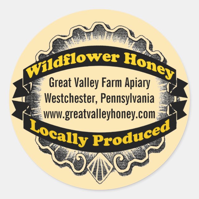 Locally Produced Honey Ornamental Classic Round Sticker (Front)