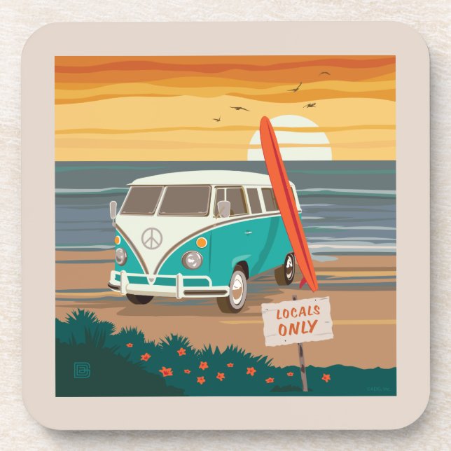 Locals Only | VW Surf Van Beverage Coaster (Front)