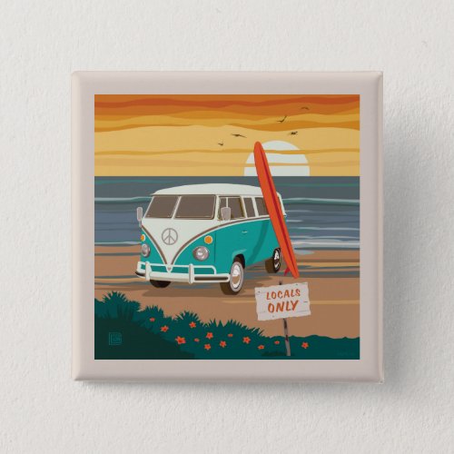 Locals Only  VW Surf Van Button