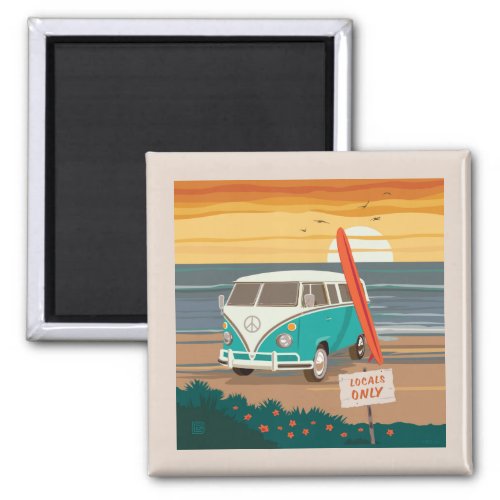 Locals Only  VW Surf Van Magnet