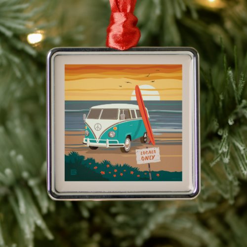 Locals Only  VW Surf Van Metal Ornament