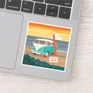 Locals Only   VW Surf Van Sticker