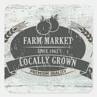 localy grown lable square sticker