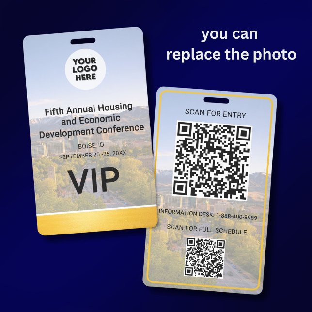 Location Replaceable Photo QR Logo Conference Badge (Creator Uploaded)