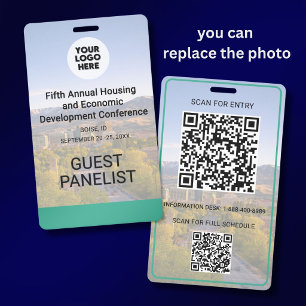 Location Replaceable Photo QR Logo Conference Badge