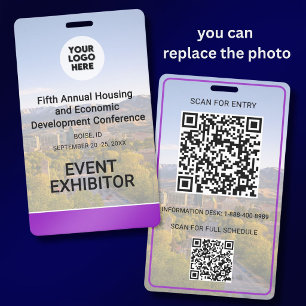 Location Replaceable Photo QR Logo Conference  Badge