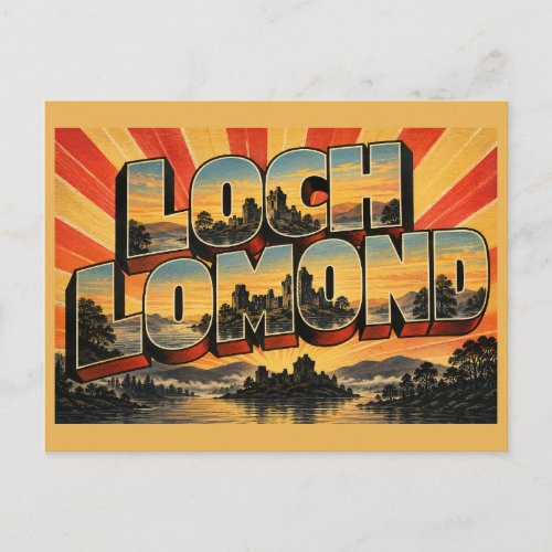 Loch Lomond Scotland Vintage Travel Art Postcard