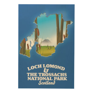 loch lomond & the trossachs national park map wood wall art