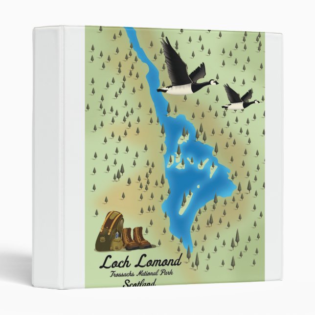Loch Lomond,Trossachs, Scotland map 3 Ring Binder (Front/Spine)