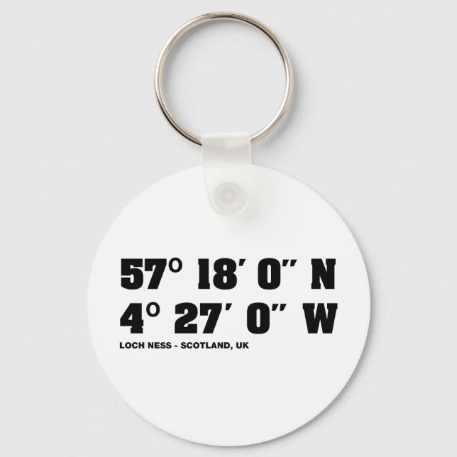 Loch Ness - Co-ordinates design Keychain (Front)