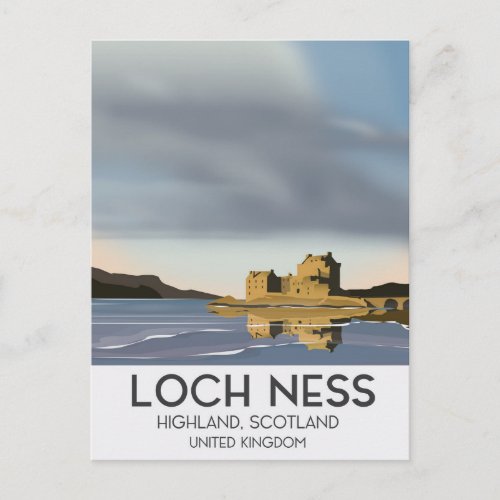 Loch Ness Highlands Scotland travel poster Postcard