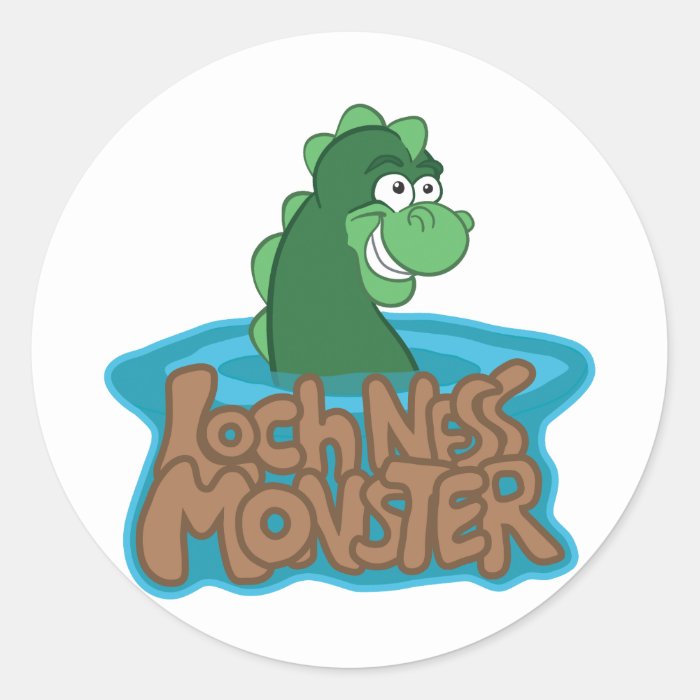 Loch Ness Monster Cartoon Round Sticker