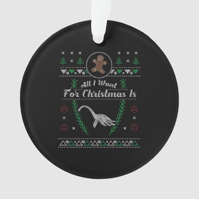 Loch Ness Monster Christmas Ugly Shirt Ornament (Front)