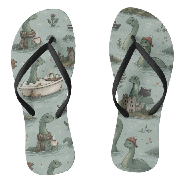 Loch Ness Monster  Flip Flops (Footbed)