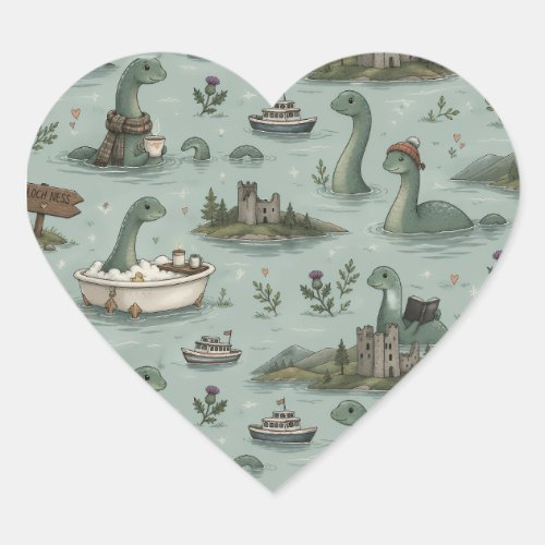 Loch Ness Monster  Heart Sticker