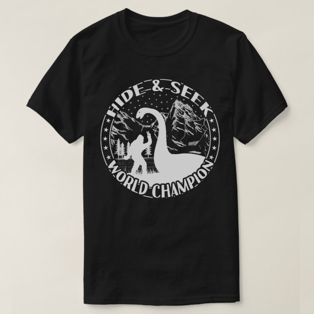 Loch Ness Monster Hide And Seek T-Shirt (Design Front)