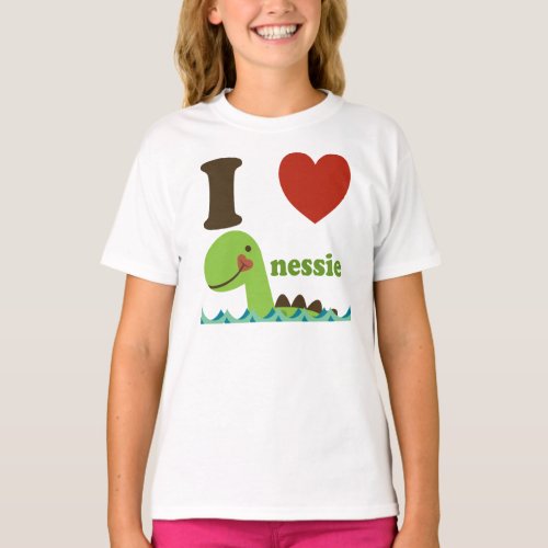 Loch Ness Monster I Heart Nessie Girls Tee Shirt