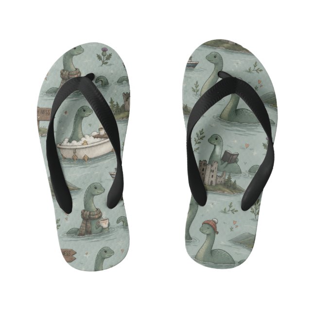 Loch Ness Monster  Kid's Flip Flops (Footbed)