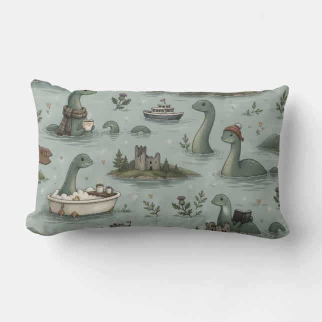 Loch Ness Monster  Lumbar Pillow (Front)