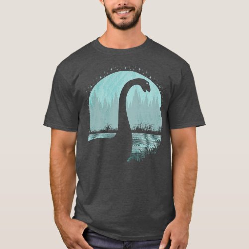 Loch Ness Monster Nessie Full Moonlight T_Shirt