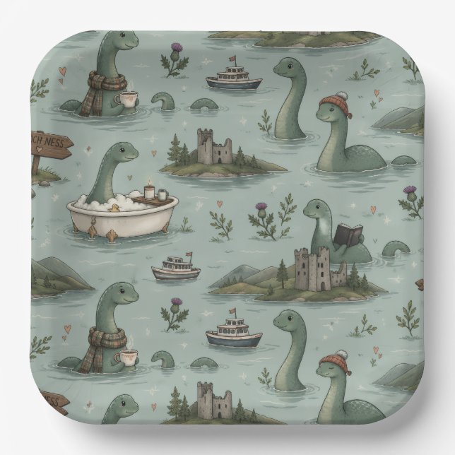 Loch Ness Monster  Paper Plates (Front)