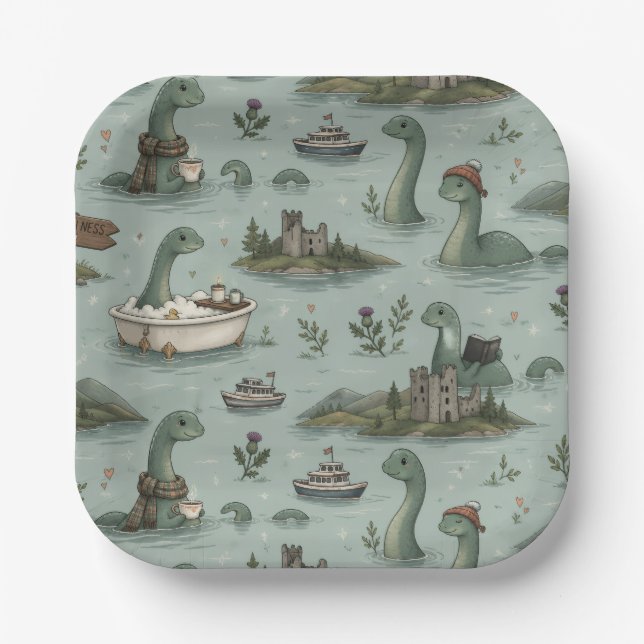Loch Ness Monster  Paper Plates (Front)