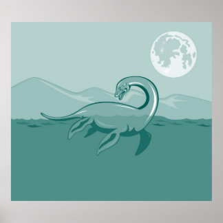 Loch Ness Monster Retro Poster