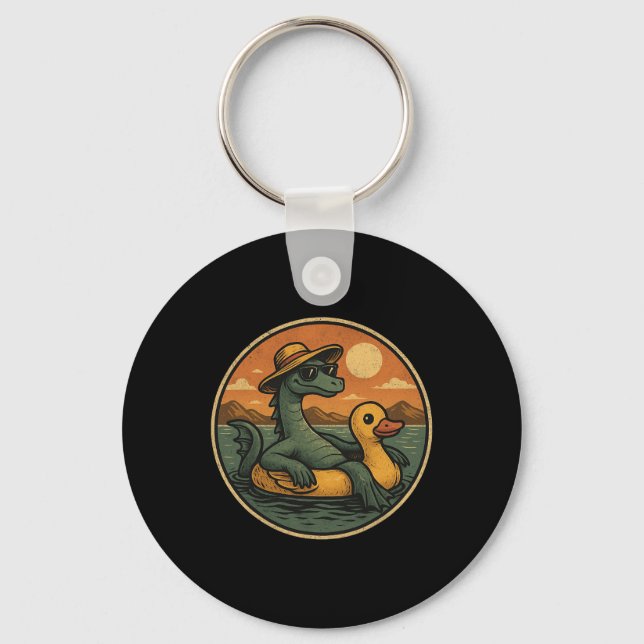 Loch Ness Monster Summer Vacation Float Retro Grap Keychain (Front)