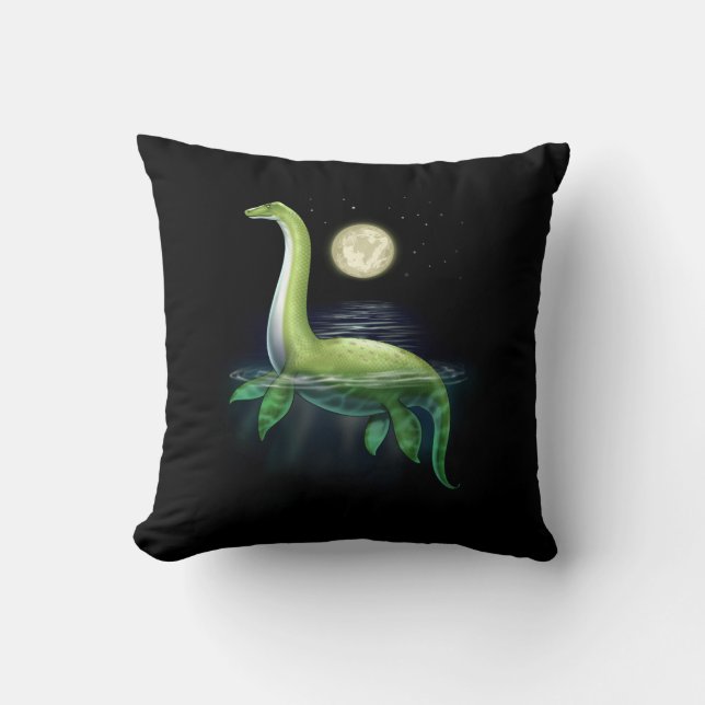 Loch Ness Monster Throw Pillow (Front)