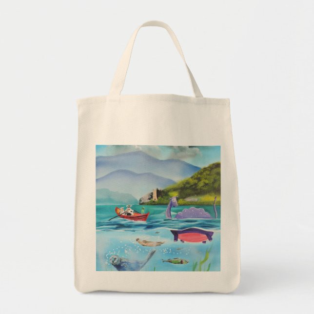 Loch Ness monster underwater painting G BRUCE Tote Bag (Front)