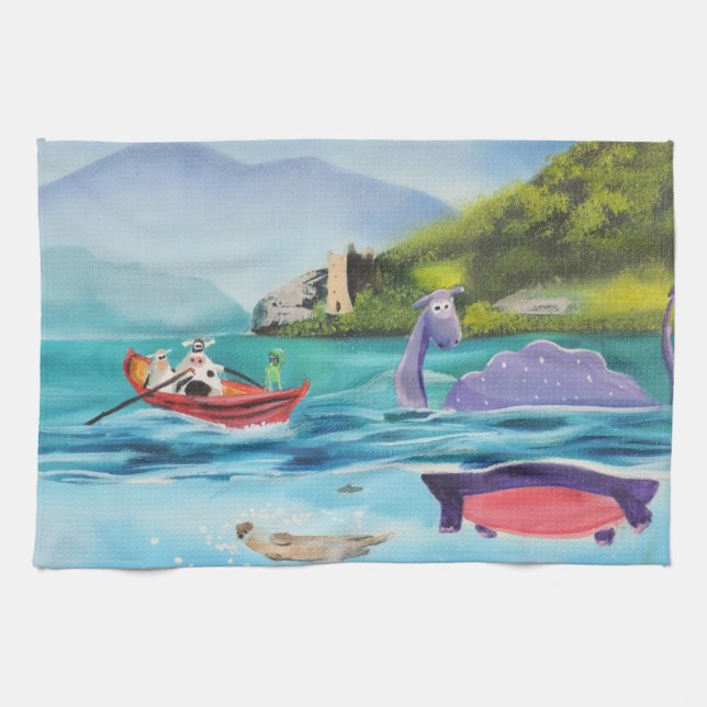 Loch Ness monster underwater painting G BRUCE Towel (Horizontal)