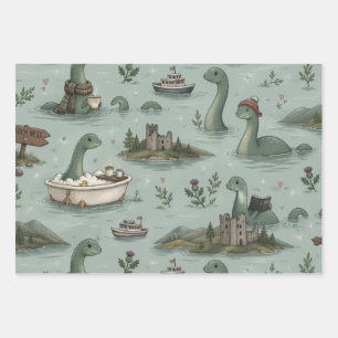 Loch Ness Monster  Wrapping Paper Sheets