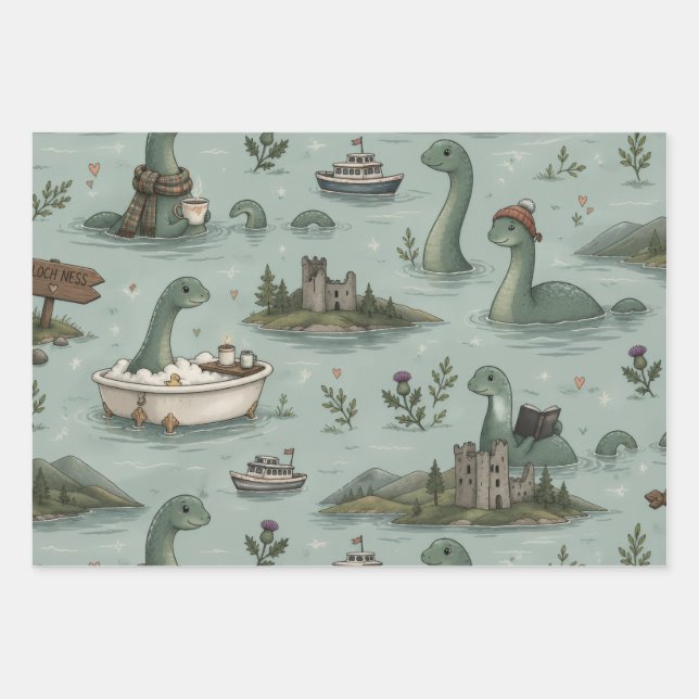 Loch Ness Monster  Wrapping Paper Sheets (Front)