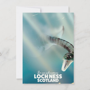 Loch Ness Scotland monster vintage travel poster Invitation