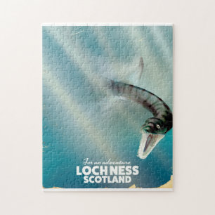 Loch Ness Scotland monster vintage travel poster Jigsaw Puzzle