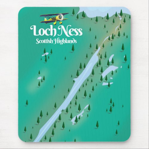 Loch Ness Scottish Highlands travel map Mouse Pad