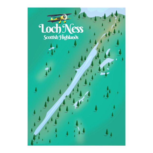 Loch Ness Scottish Highlands travel map Photo Print (Front)