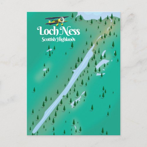 Loch Ness Scottish Highlands travel map Postcard