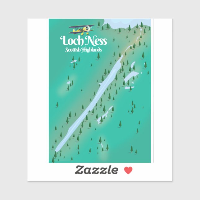 Loch Ness Scottish Highlands travel map Sticker (Sheet)