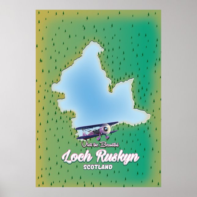 Loch Ruskyn Scotland map Poster (Front)