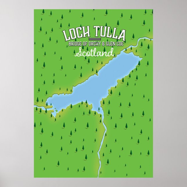 Loch Tulla Scotland Travel poster Map (Front)