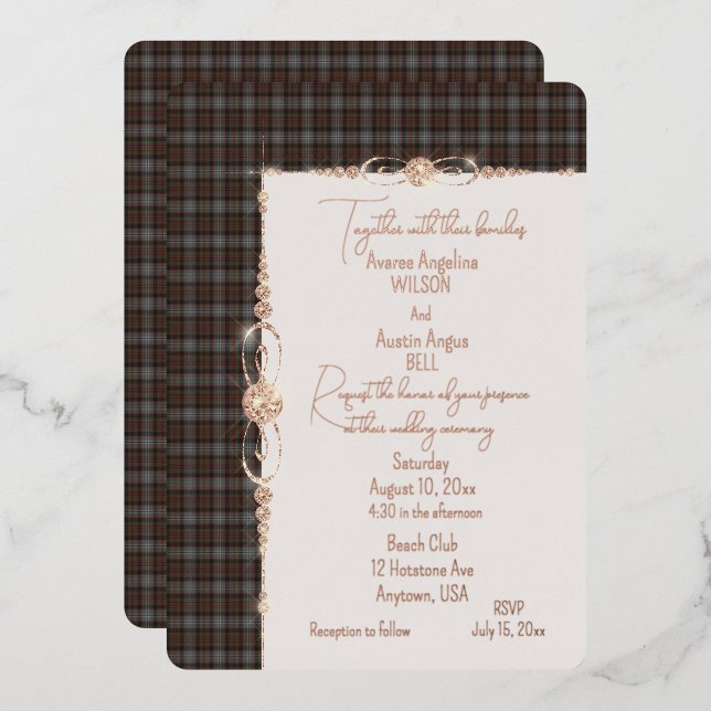 Lochaber Tartan Plaid Foil Invitation (Front/Back)