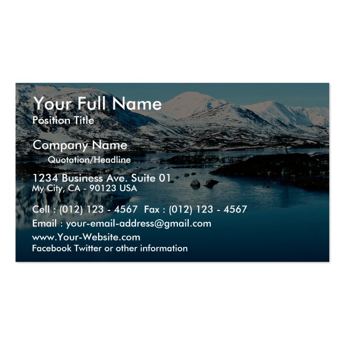 Lochan Na H Achlaise on Rannoch Moor, Scotland Business Card Template