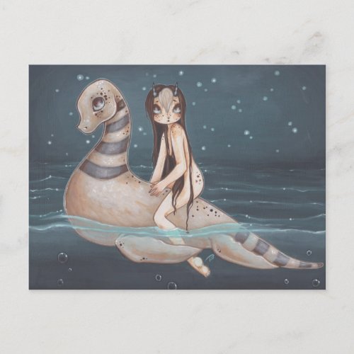 Lochness fantasy fairy gothic art postcard