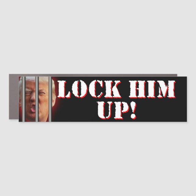 Lock Him Up Anti-Trump Bumper Car Magnet (Front)