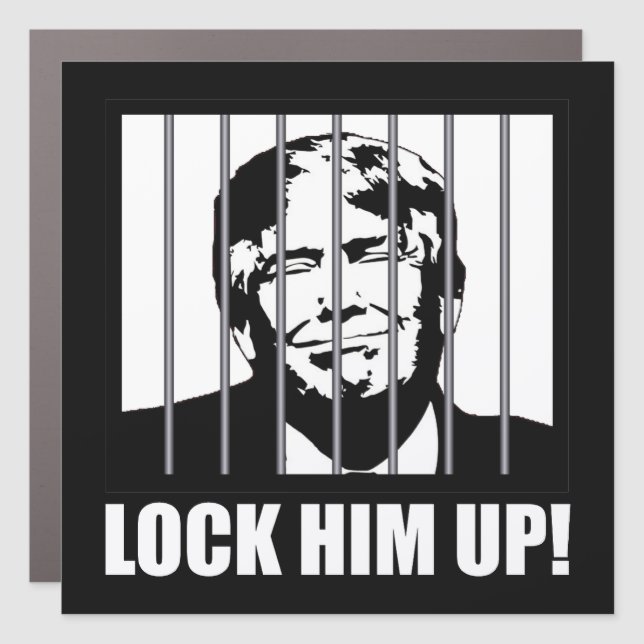Lock Him Up! Anti-Trump Political Humor Car Magnet (Front)