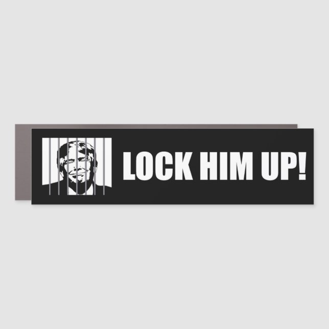 Lock Him Up! Anti-Trump Political Humor Car Magnet (Front)
