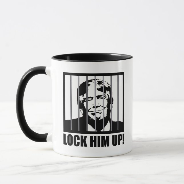 Lock Him Up! Anti-Trump Political Humor Mug (Left)