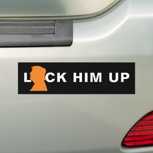 Lock him up black orange trump typography funny bumper sticker